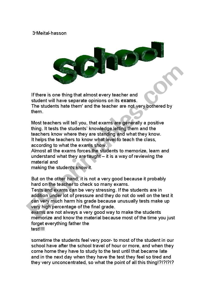 school worksheet
