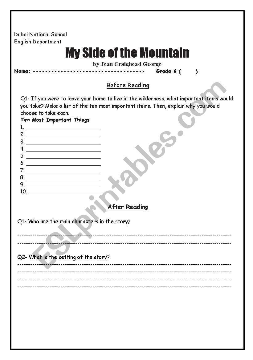 literary analysis for a story worksheet