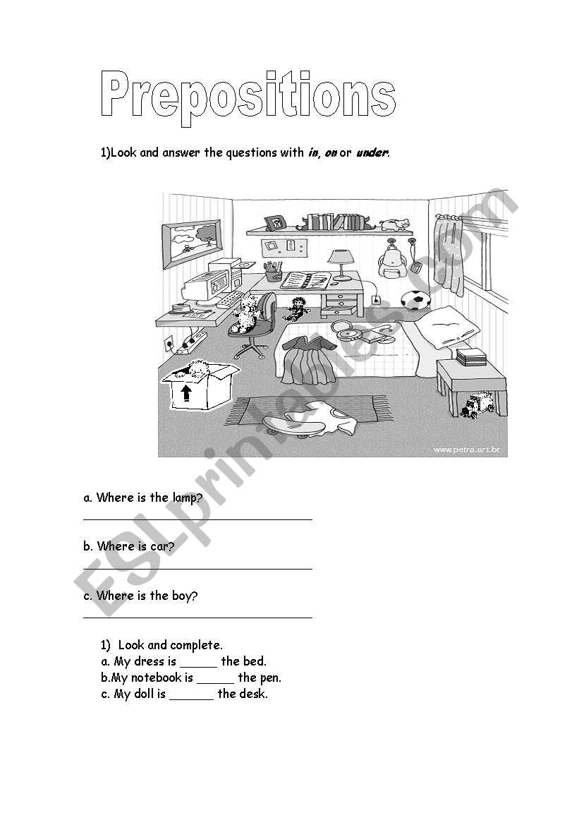 Prepositions of place worksheet