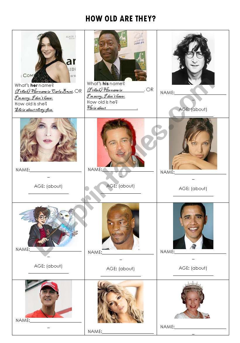 How old are they? worksheet