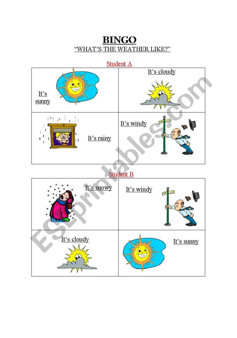 Bingo Weather worksheet