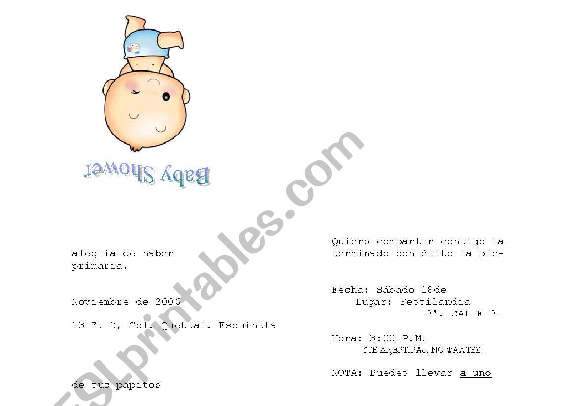 invitacion para baby shower worksheet