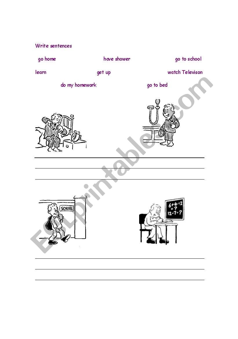 daily routines worksheet