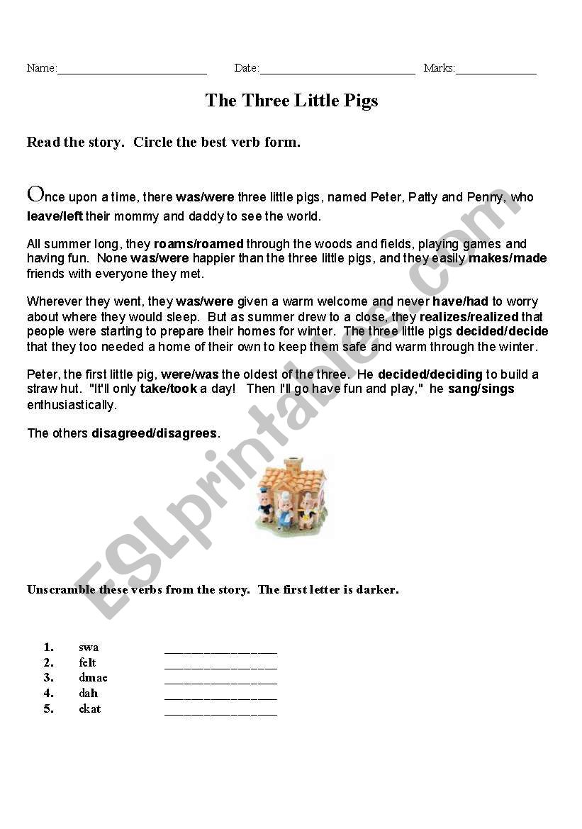 The Three Little Pigs worksheet