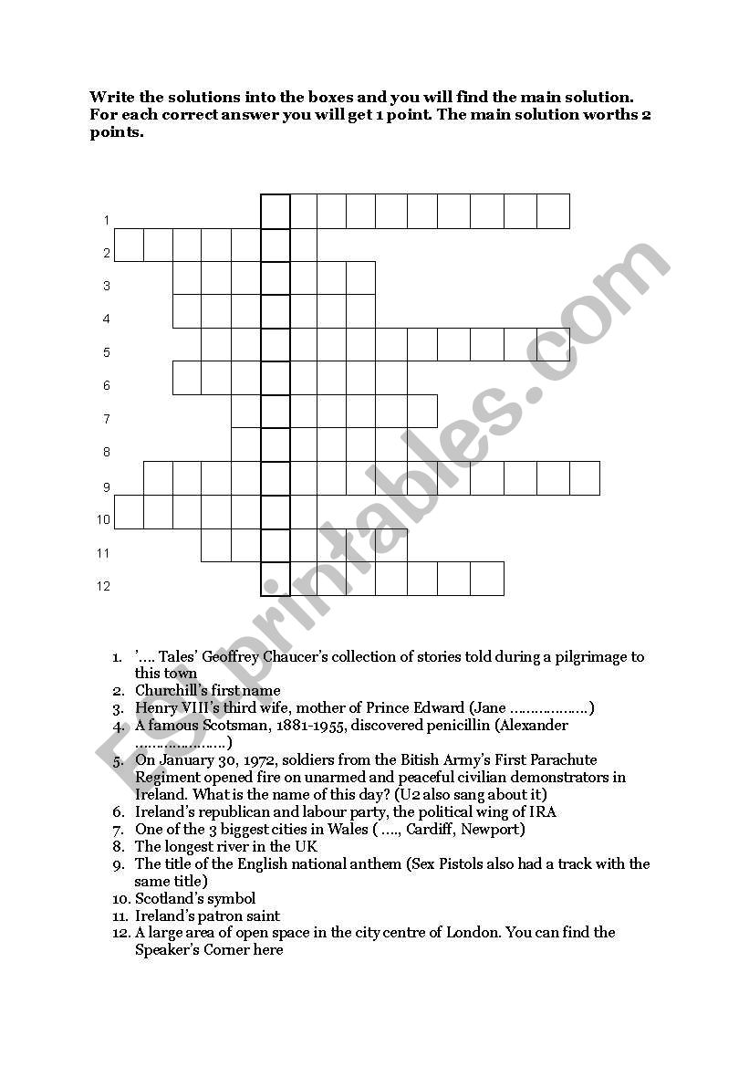 crossword / British history and culture