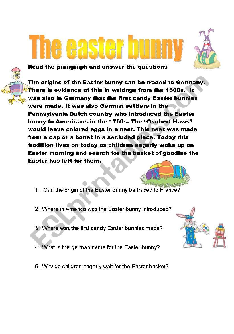 The easter bunny worksheet