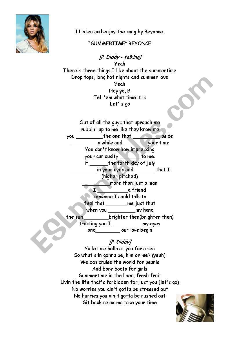 SONG by Beyonce with ACTIVITIES! Practice the PAST SIMPLE