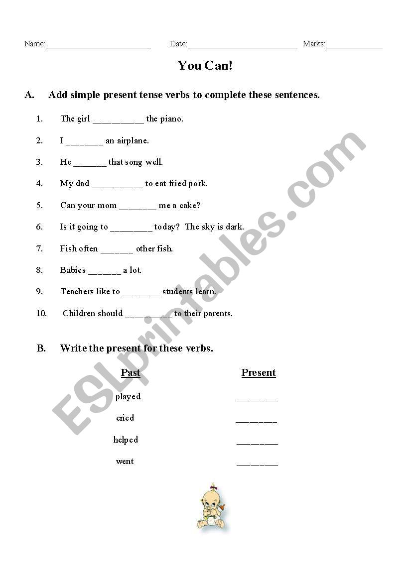 Simple Present practice worksheet