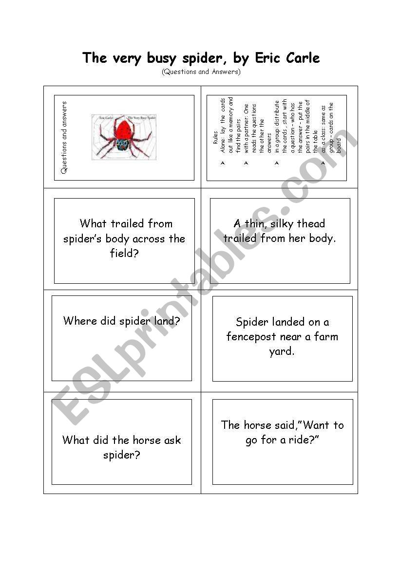 The very busy spider, by Eric Carle: questions and answers
