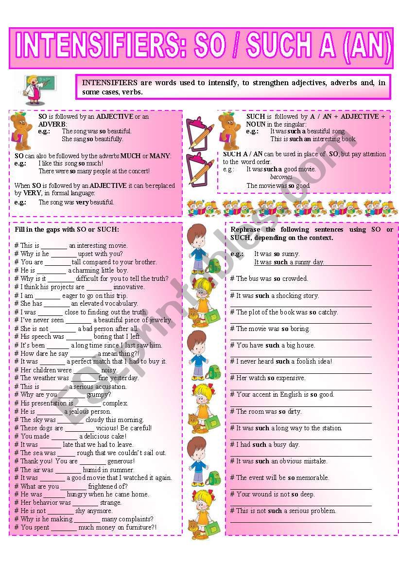 INTENSIFIERS: SO / SUCH A (AN) (5 - 6)