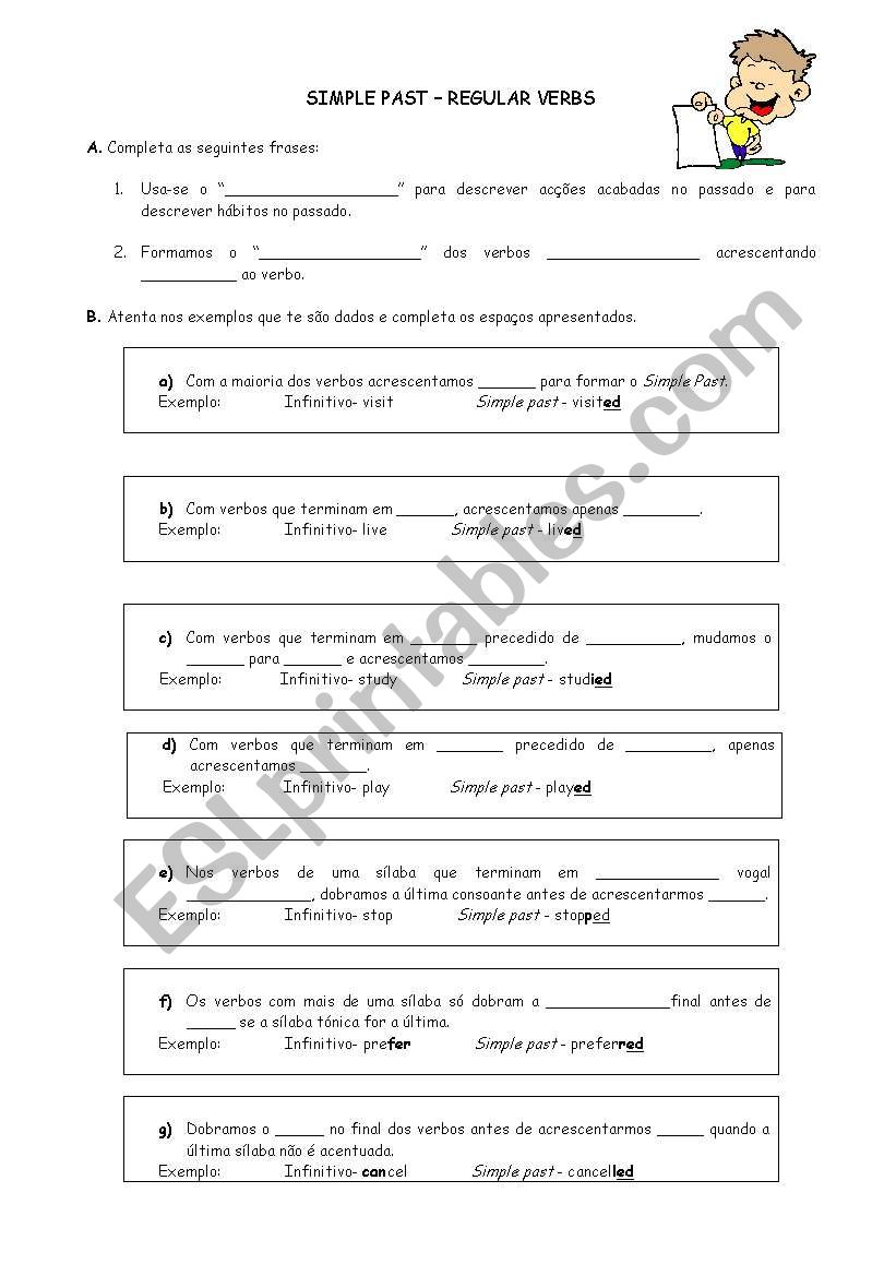 Spelling rules of regular verbs