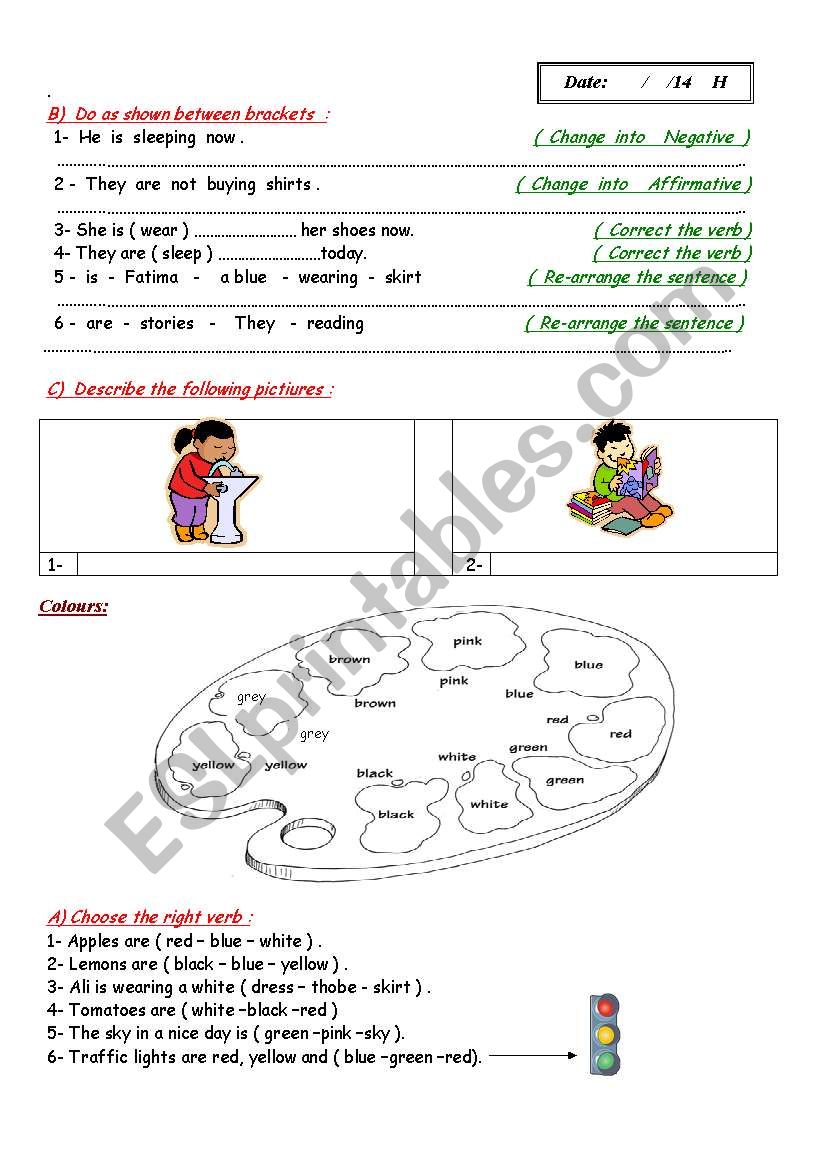 colors worksheet