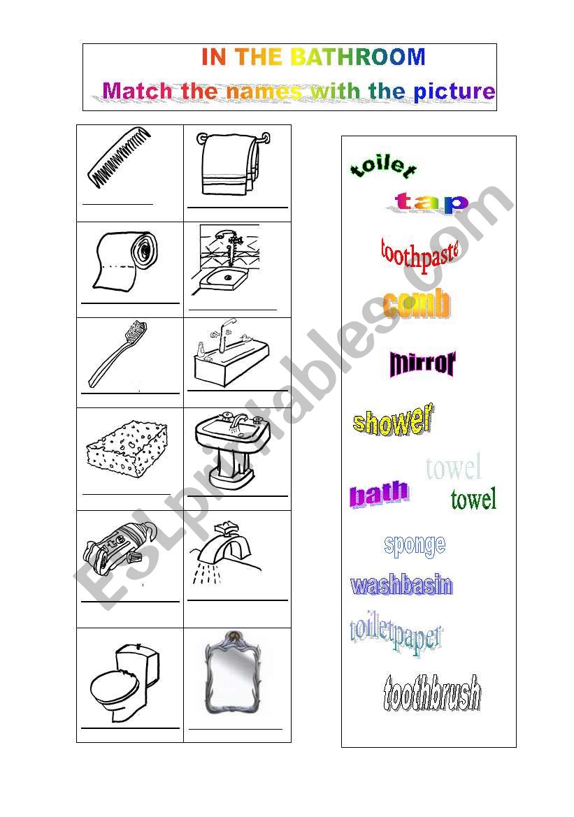 In the bathroom worksheet