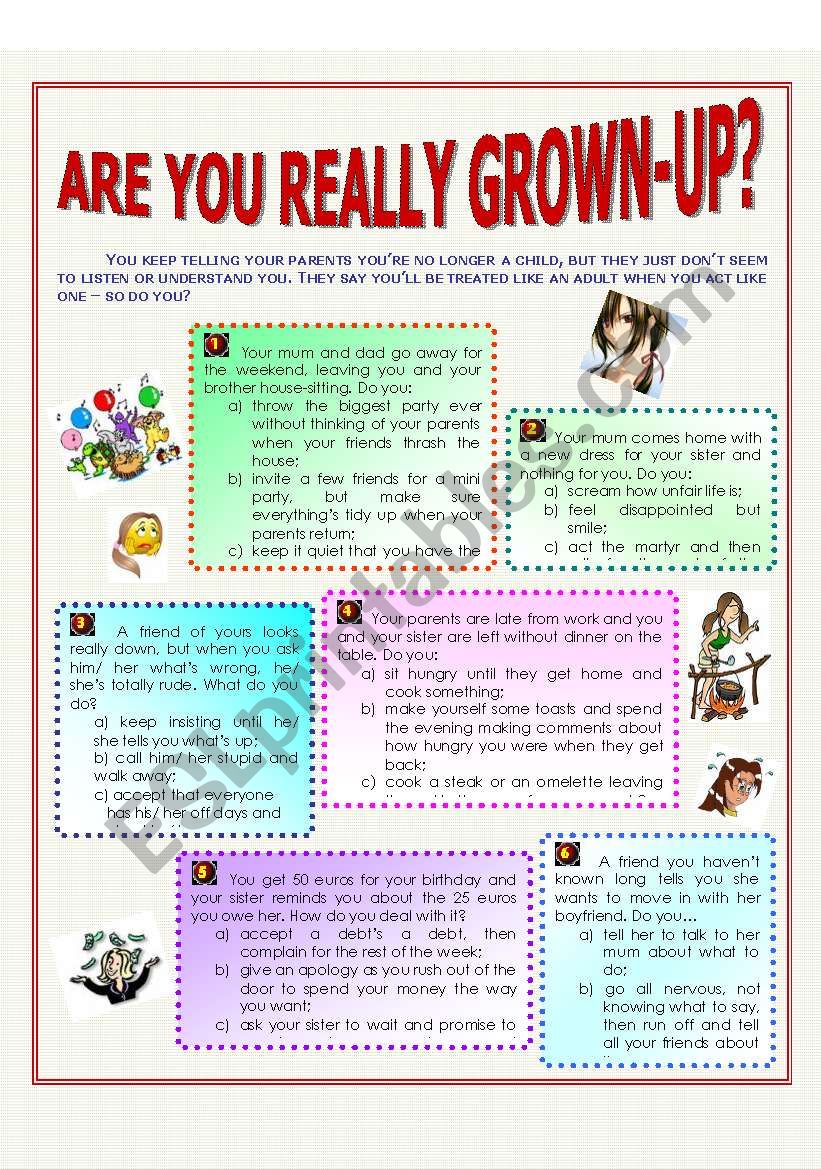 Are you really grown-up? worksheet