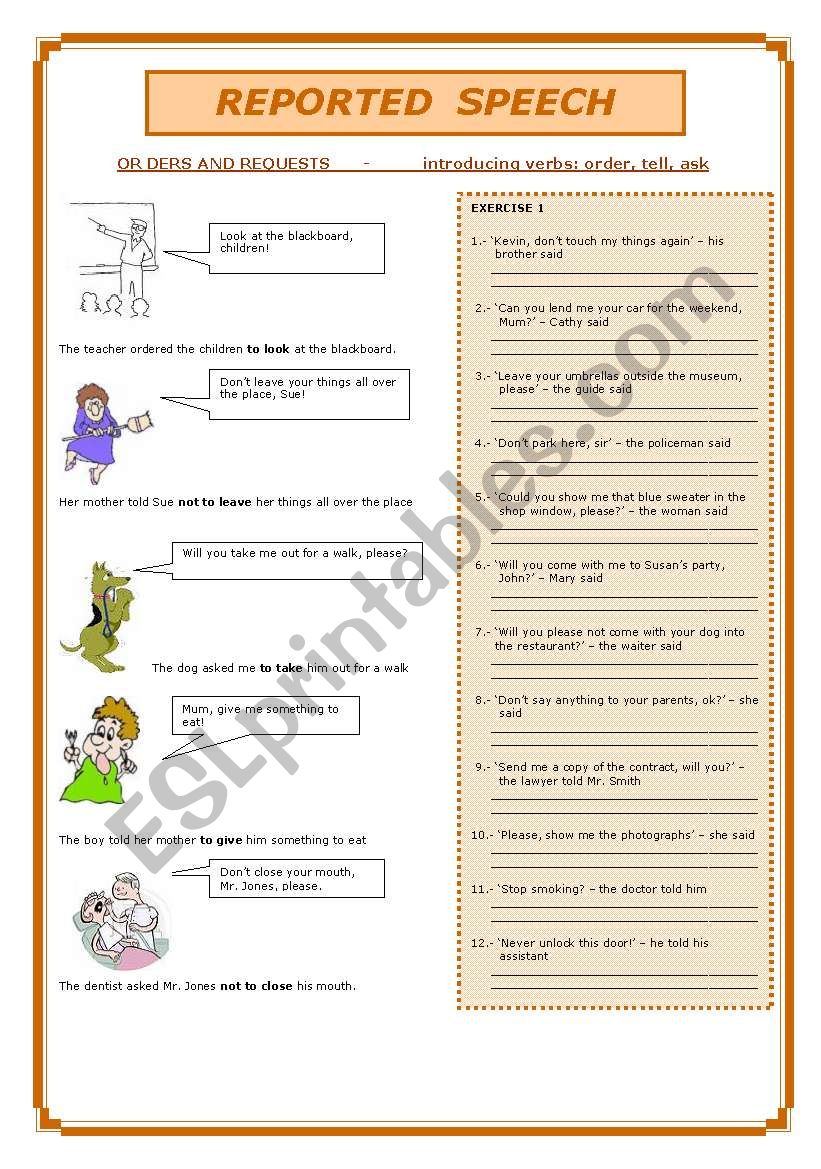 Reported Speech worksheet