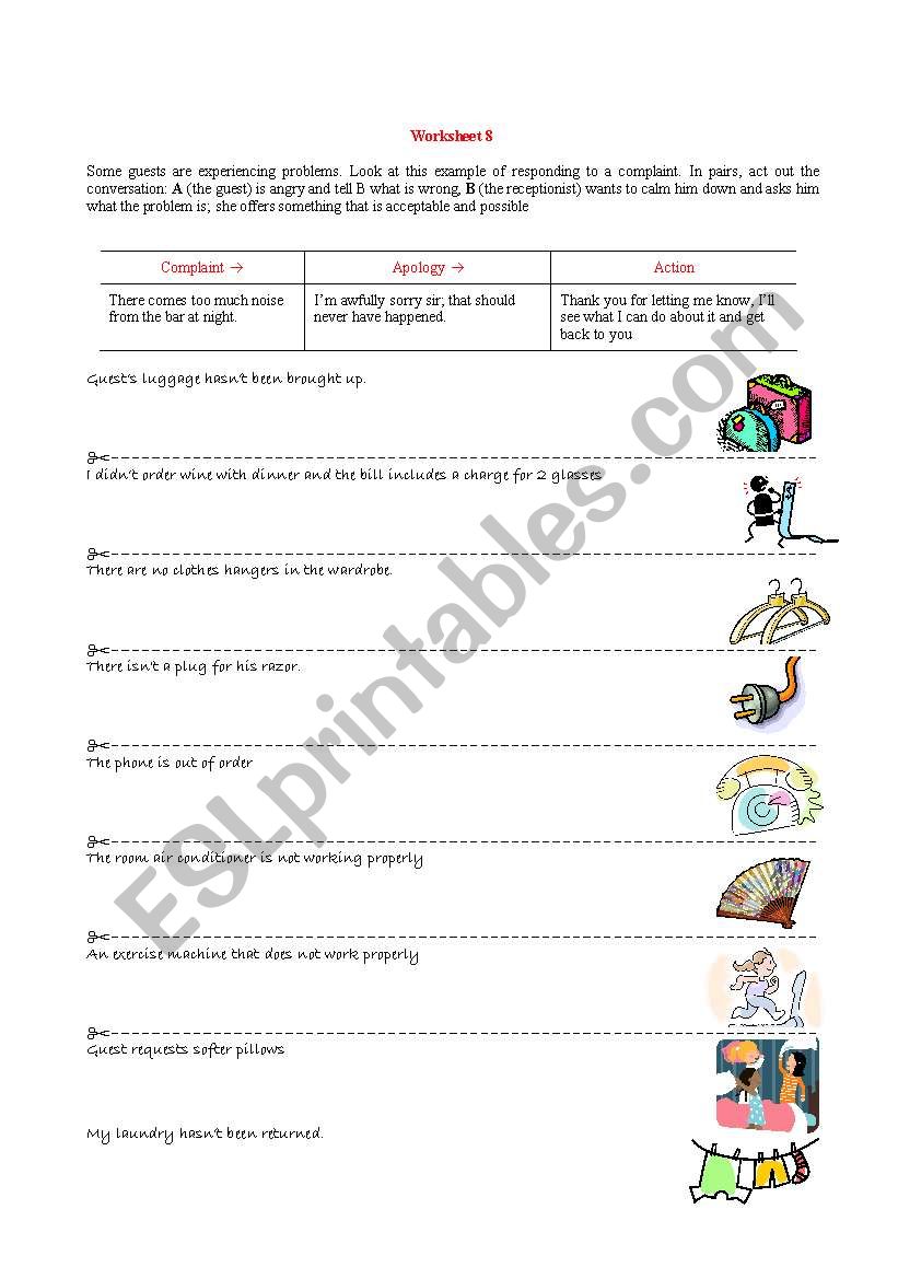 Hotel problems! worksheet