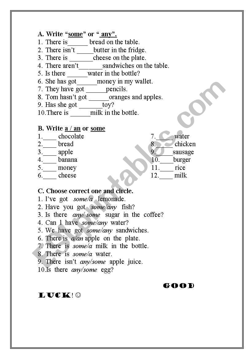 some/any worksheet