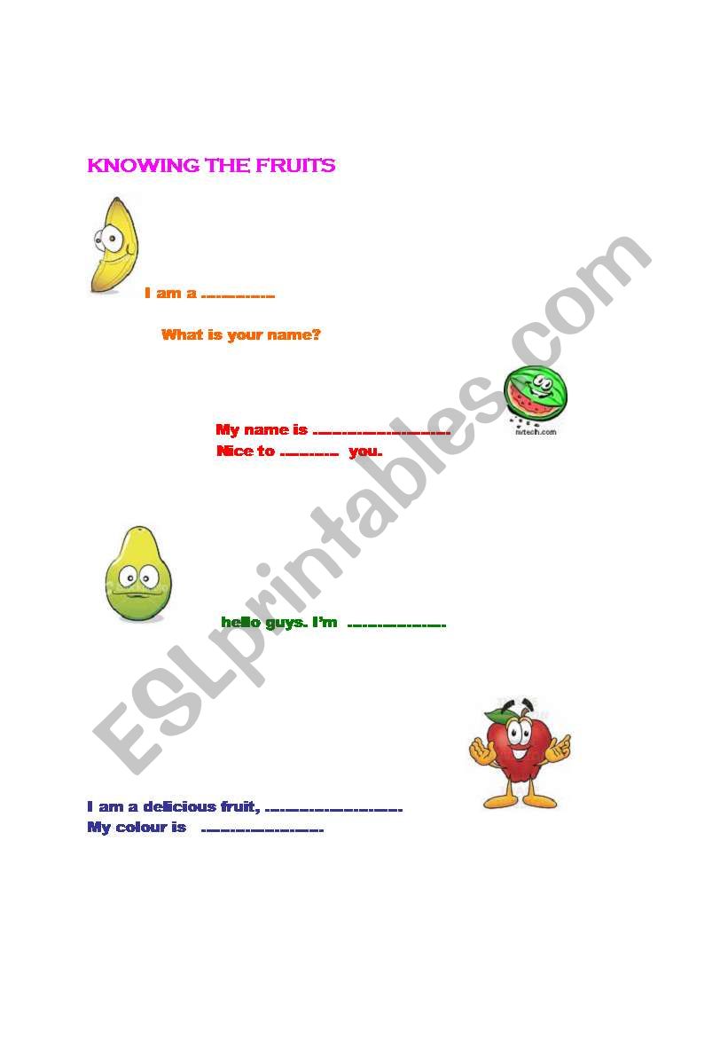 FRUITS worksheet