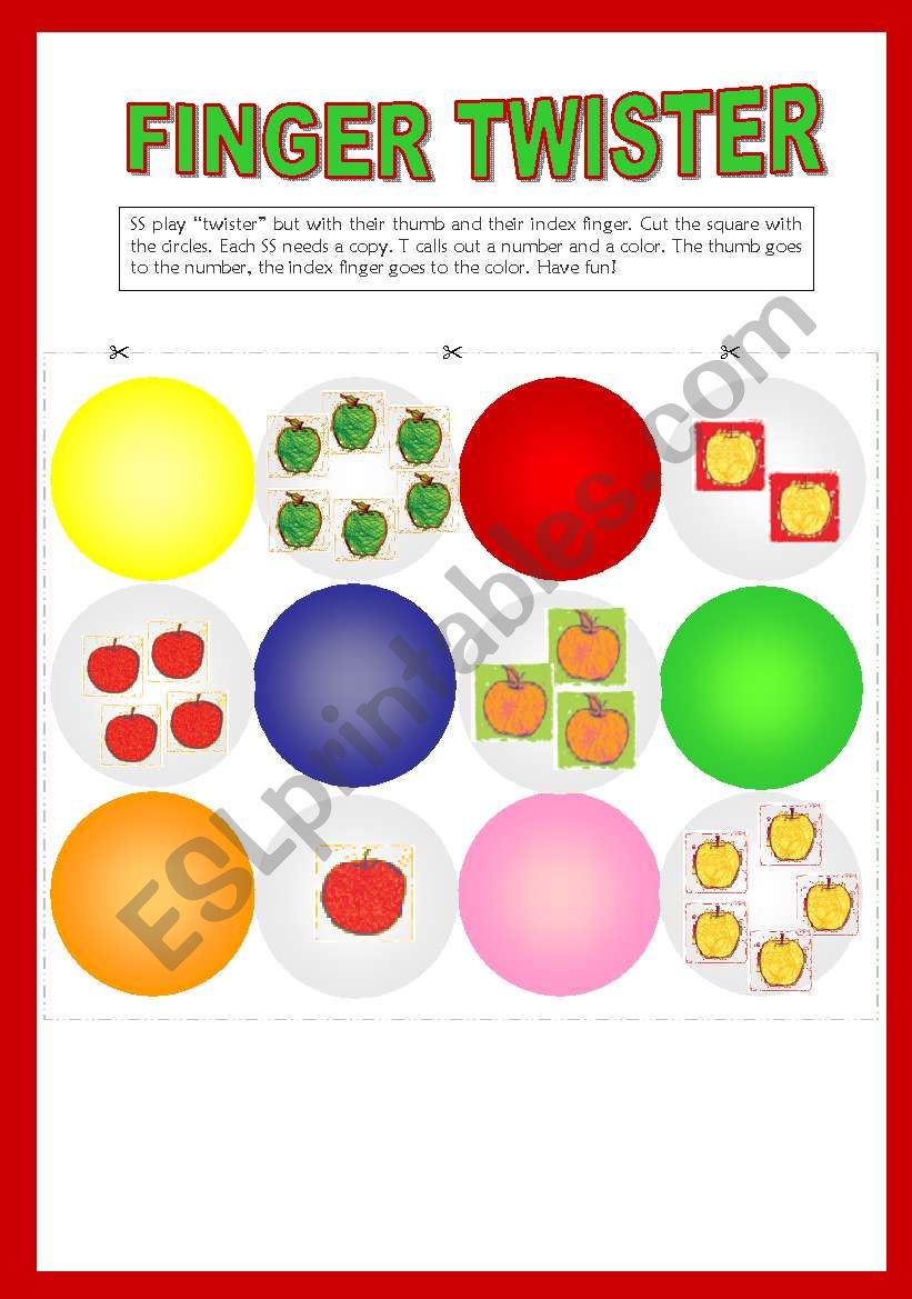 FINGER TWISTER worksheet