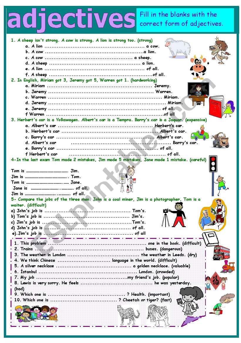 adjectives worksheet