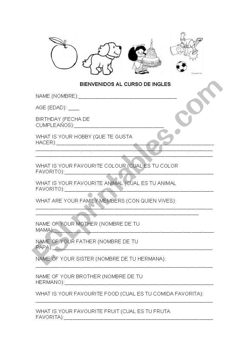 activity for introducing worksheet