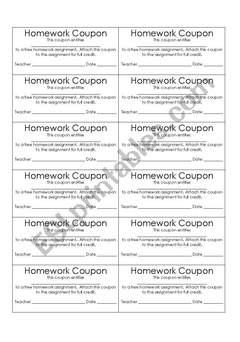 homework coupons template