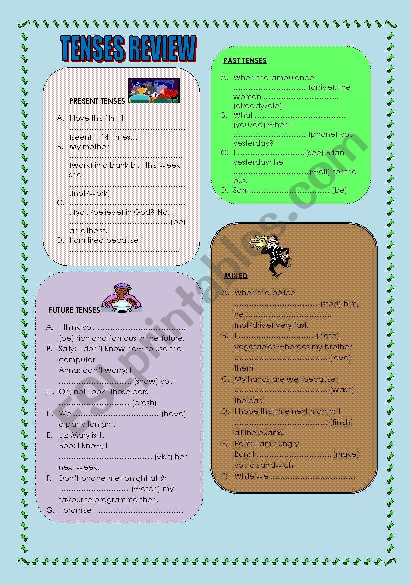 tenses review worksheet