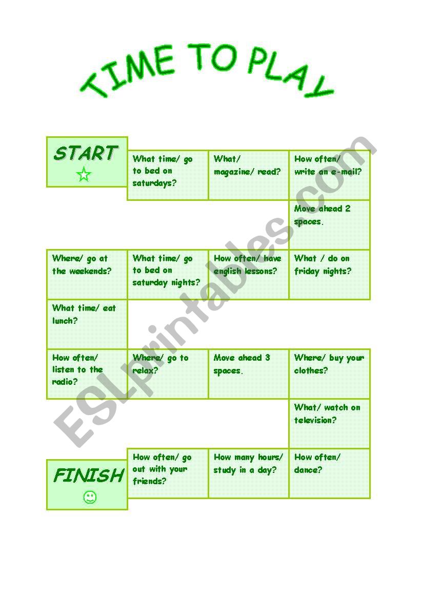 Simple present board game worksheet