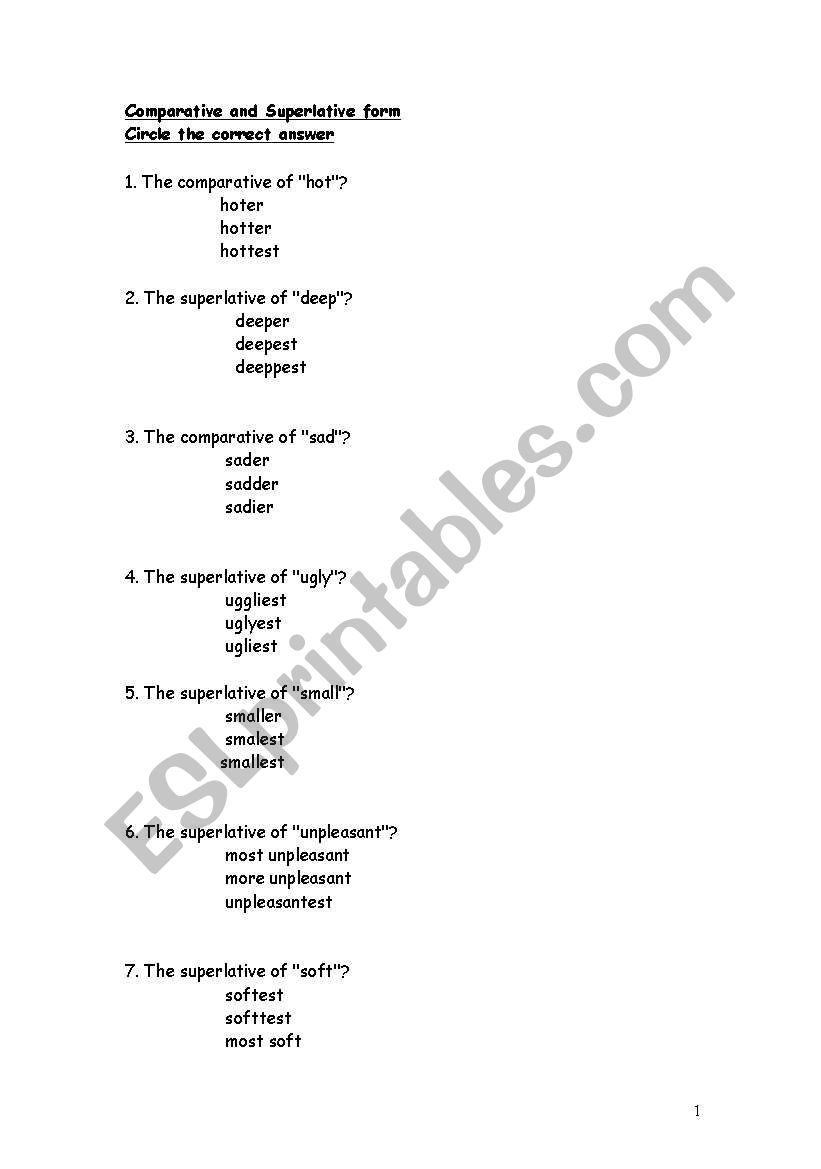 comparative and superlative form