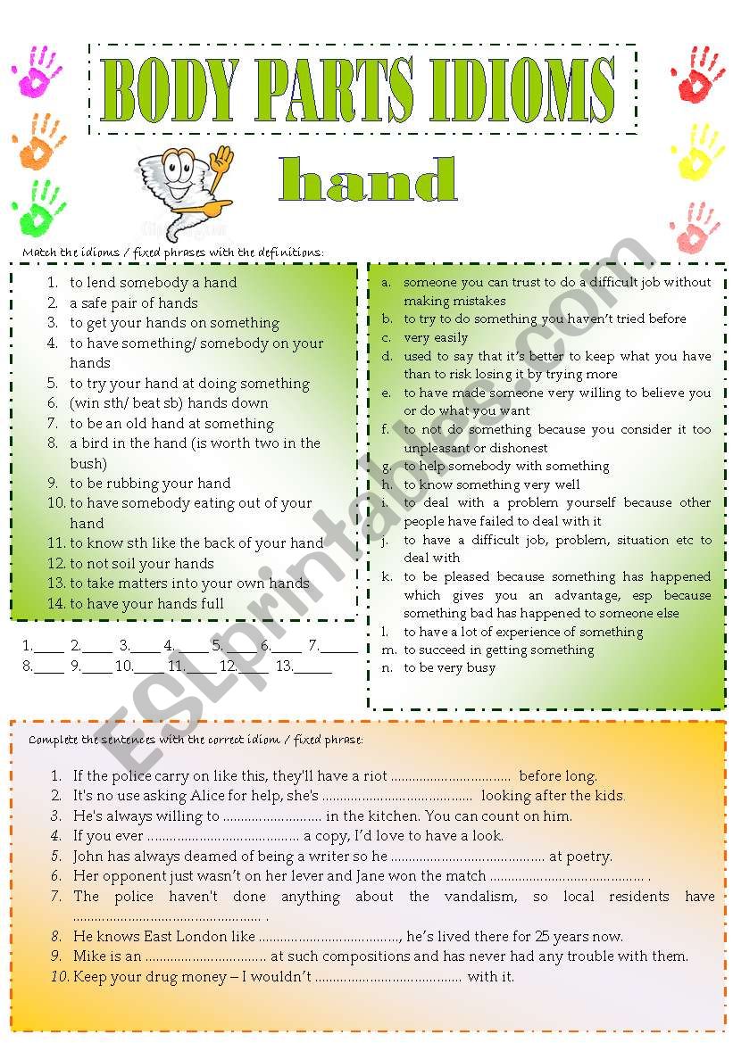 body parts idioms/ fixed phrases (part 6)