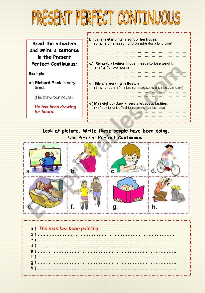 Present Perfect Continuous worksheet