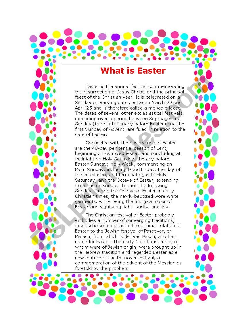 EASTER worksheet