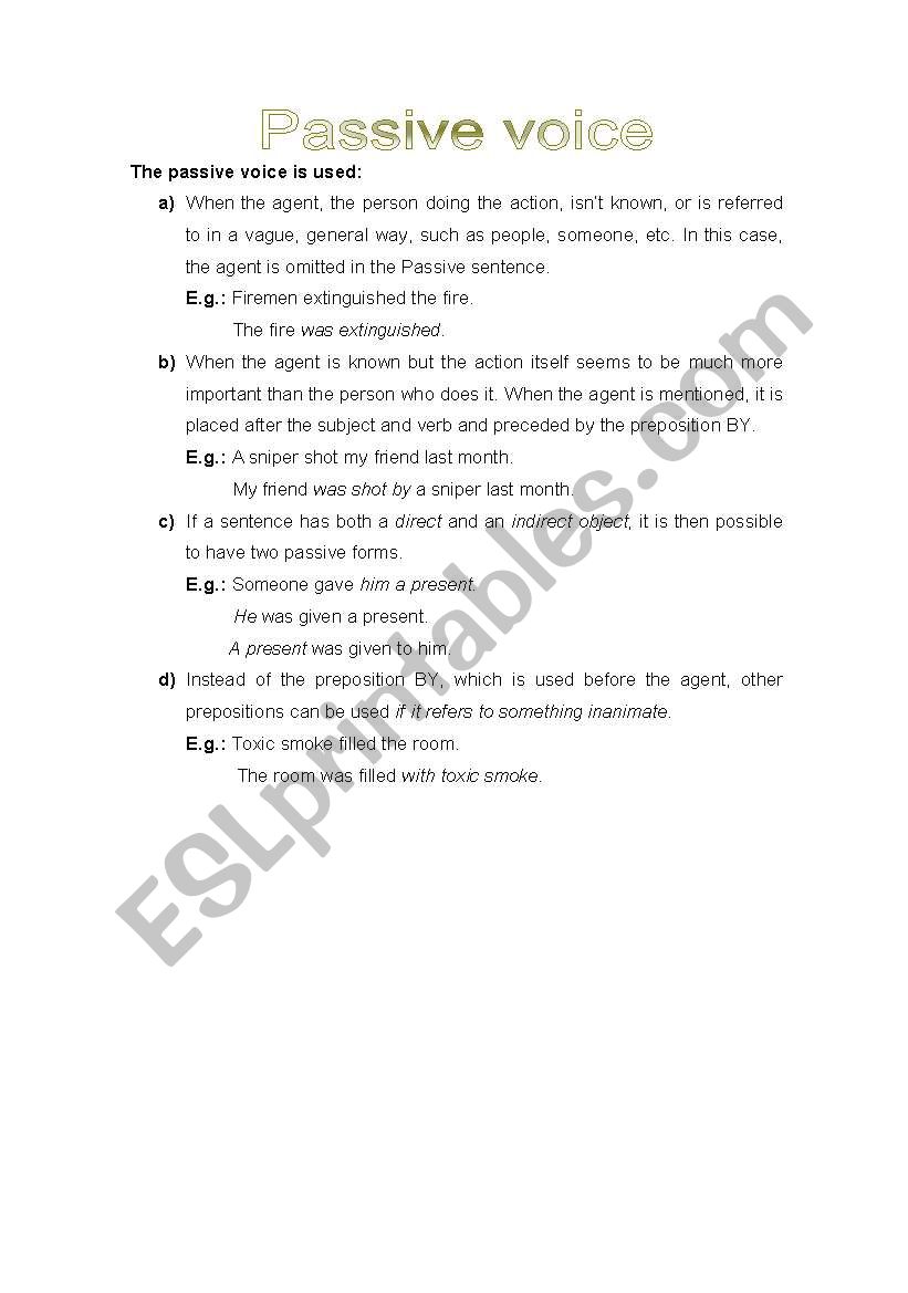 The Passive Voice worksheet