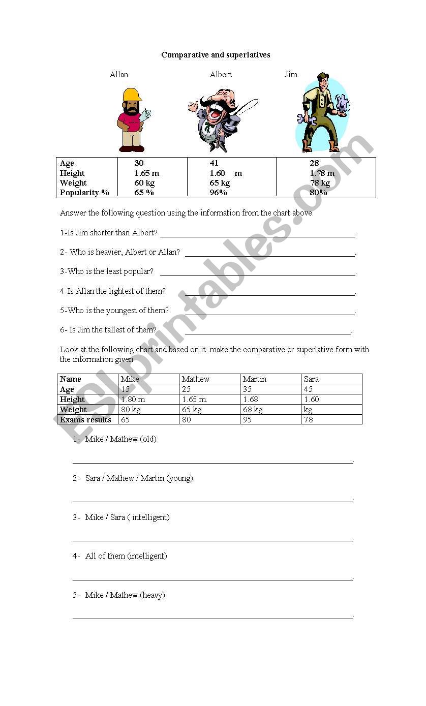 comparatives and superlatives worksheet