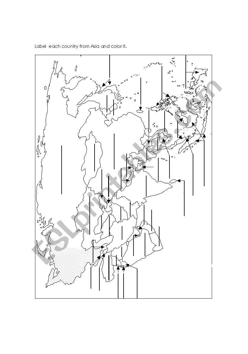 asia map worksheet