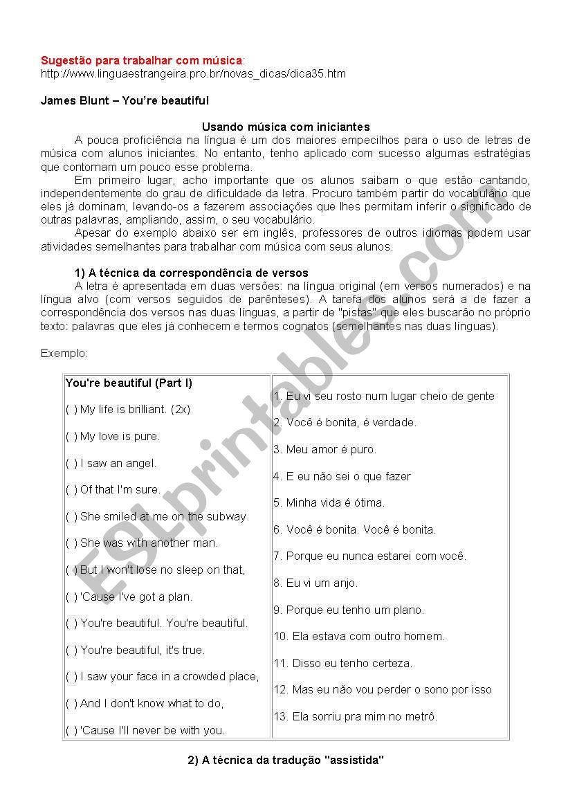 Sugesto para trabalhar com msica