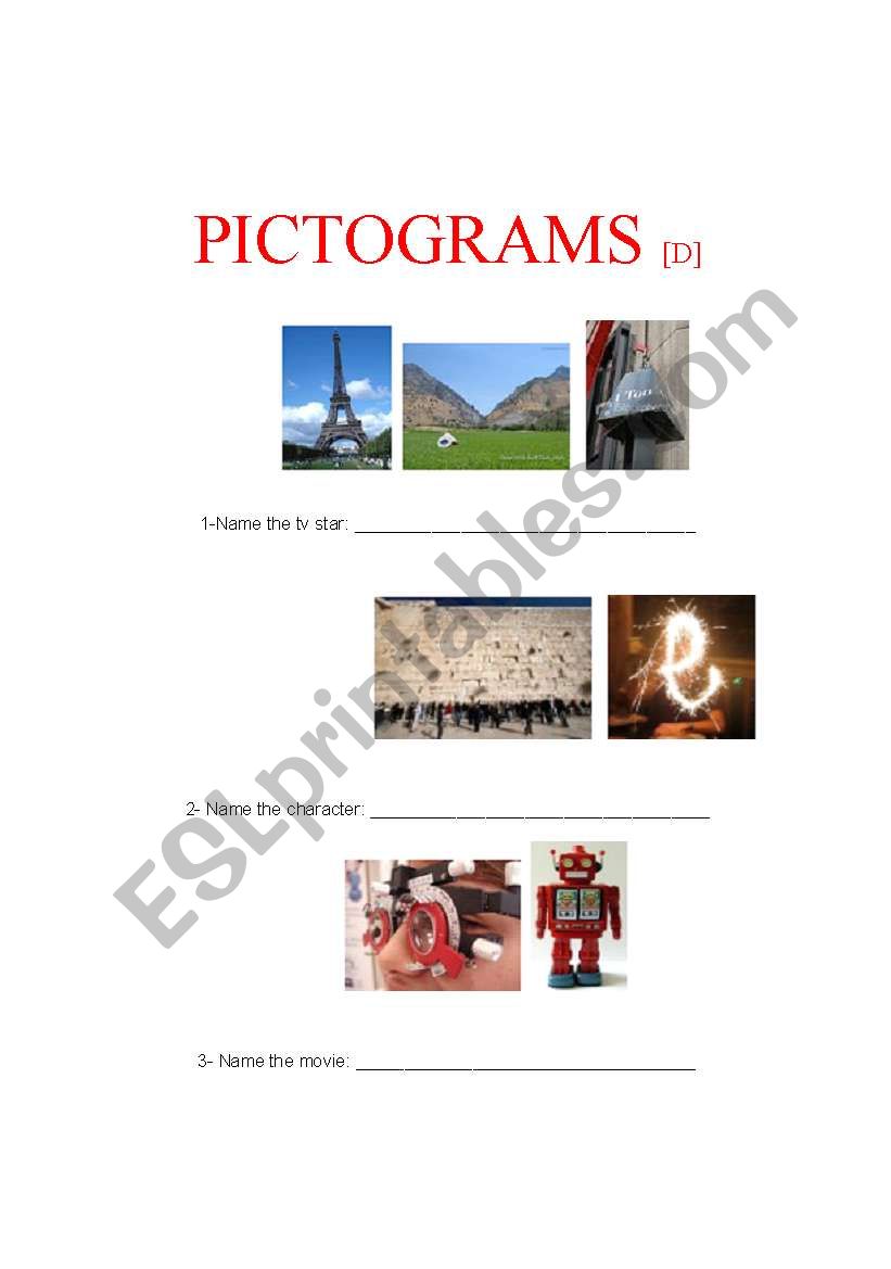 Pictograms D (4 of 4) worksheet
