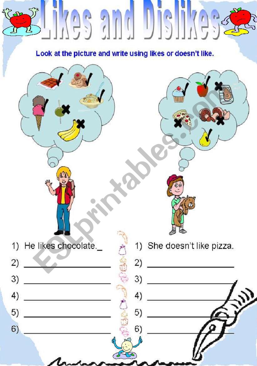 Likes and Dislikes worksheet