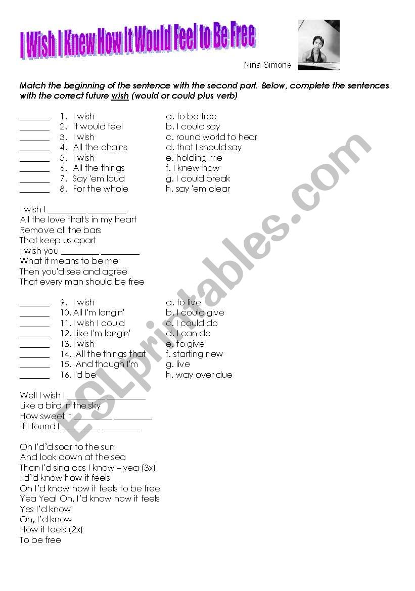 I wish I knew how it would feel to be free - Nina Simone Song