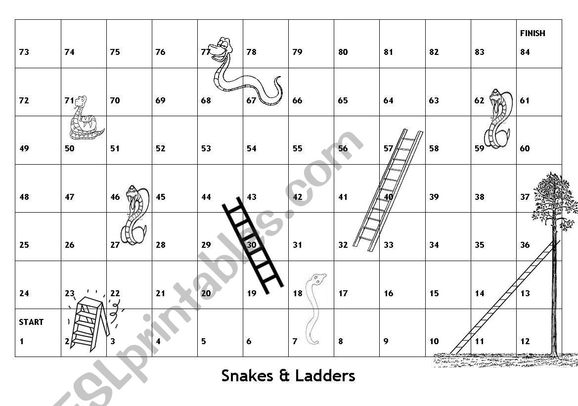 Board Game - Snakes & Ladders - with English Game Questions and instructions