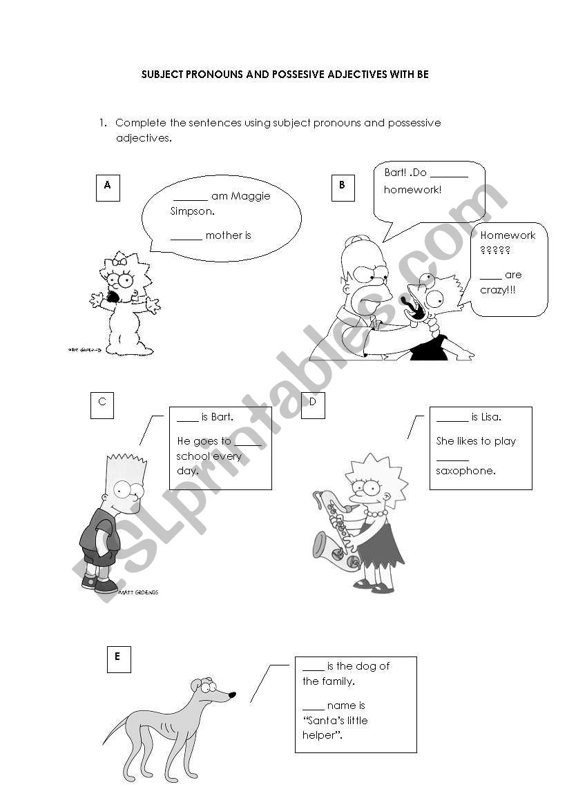 subject pronouns worksheet