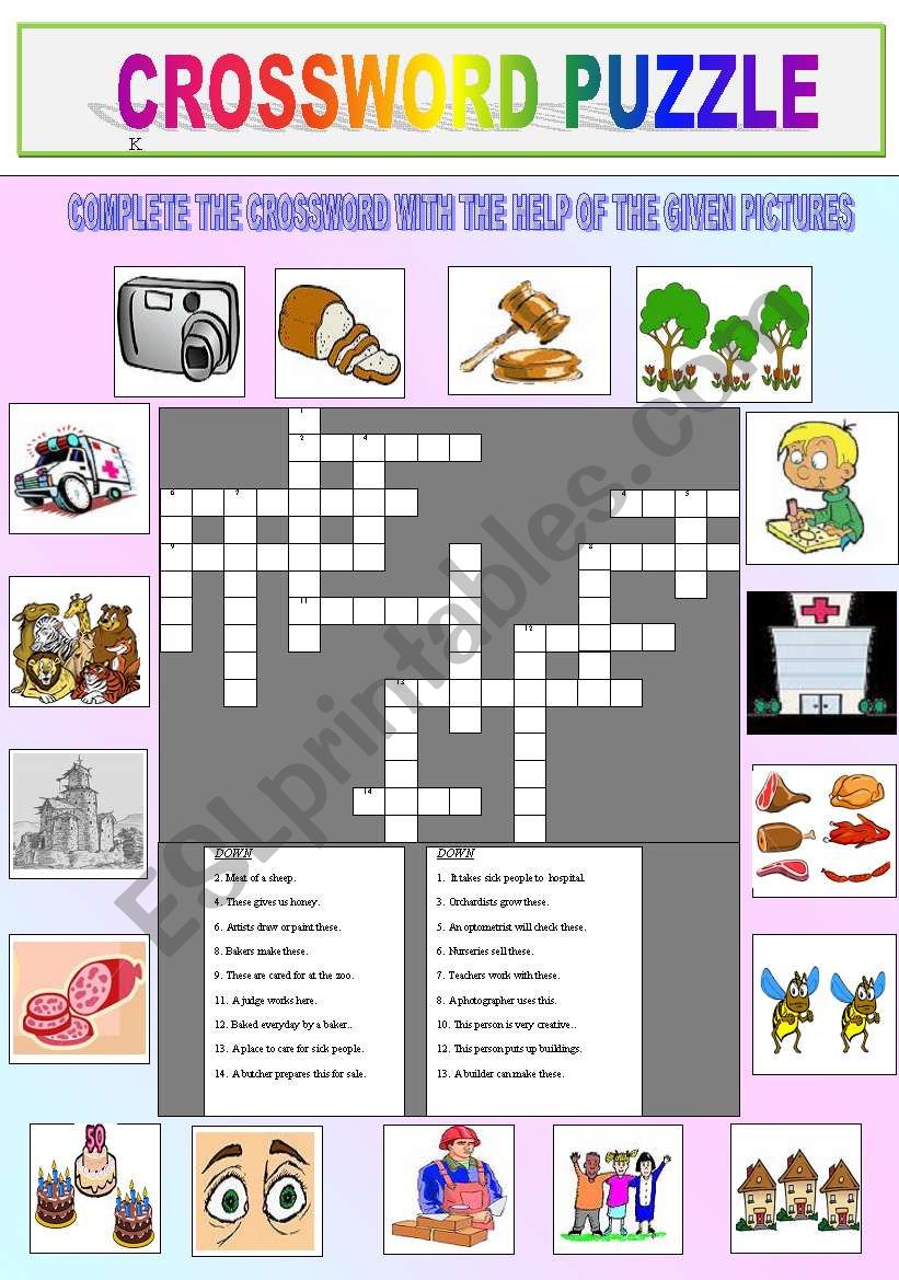 crossword puzzle worksheet