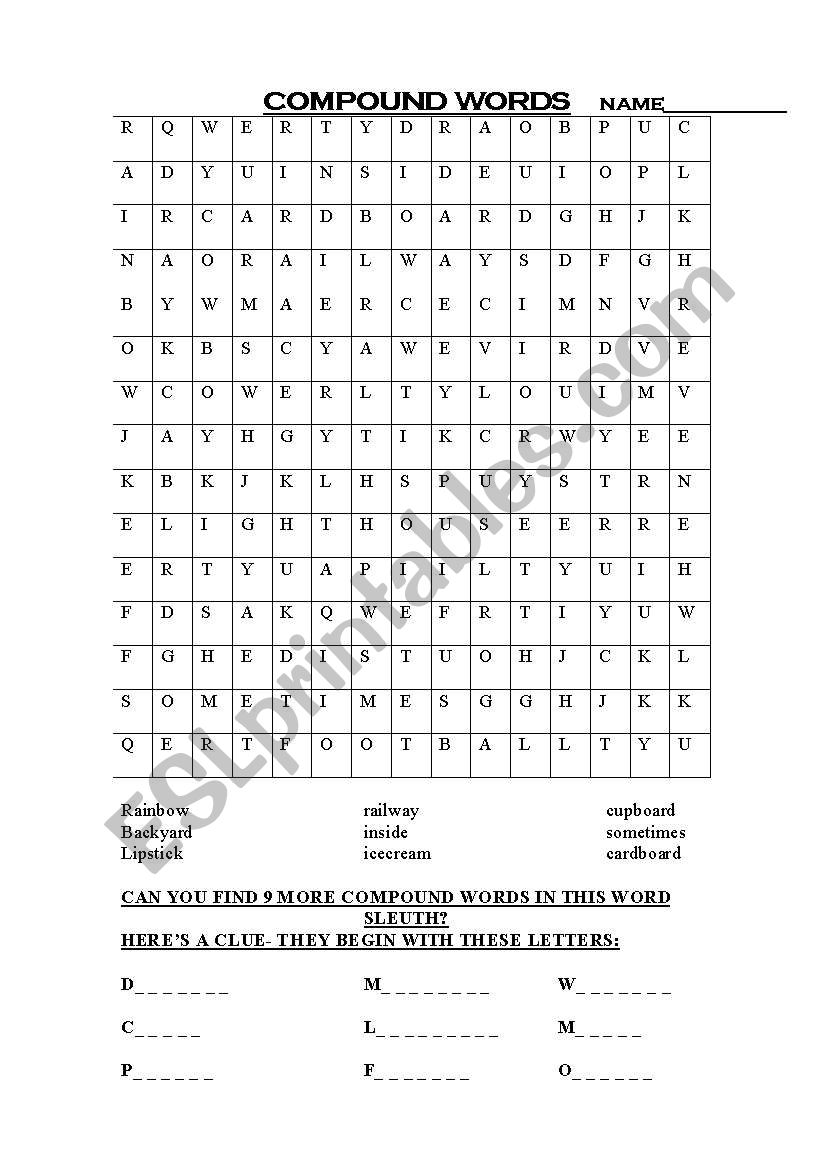 Compound words worksheet