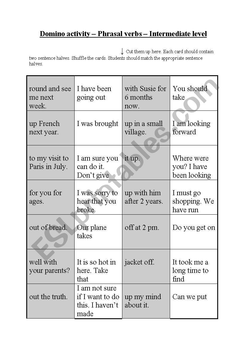 Domino activity (No. 2) - Phrasal verbs