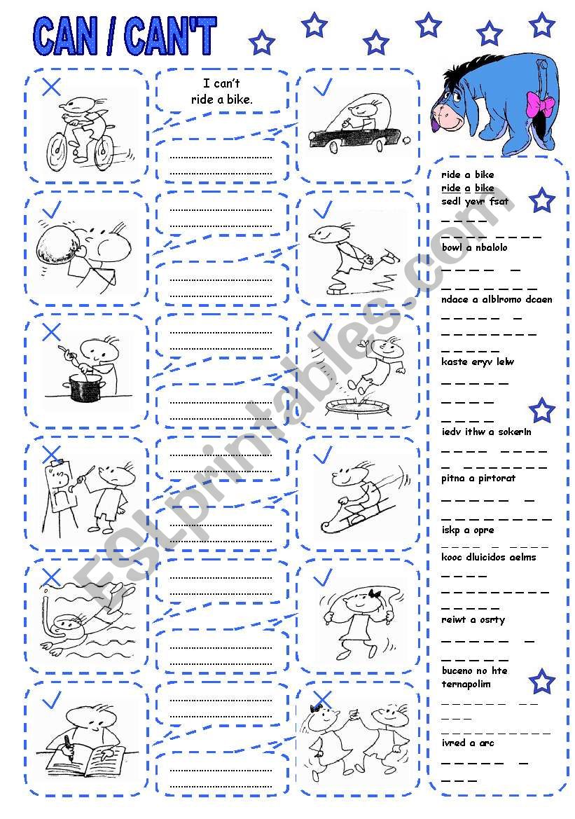 CAN / CANT (5) worksheet