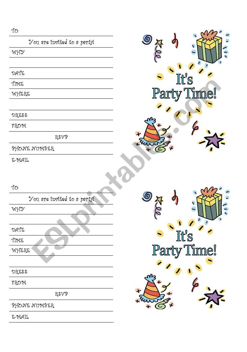 BLANK PARTY INVITATION - SUGGESTIONS