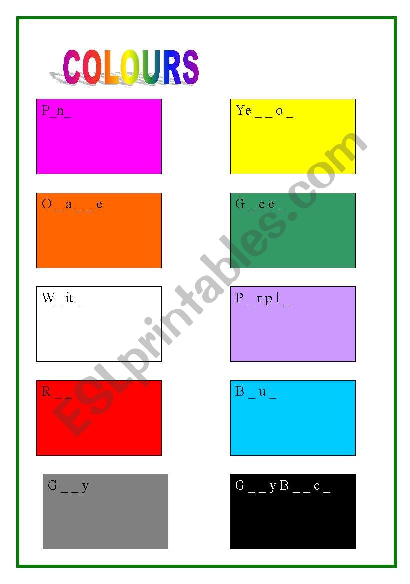 2 pages of  COLOR activity for YOUNG LEARNERS AND VERY YOUNG LEARNERS