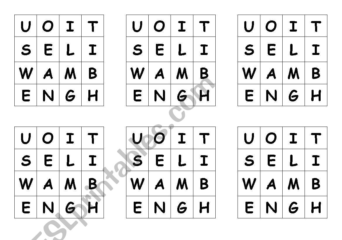 English Worksheets Boggle Style Spelling Game Filler