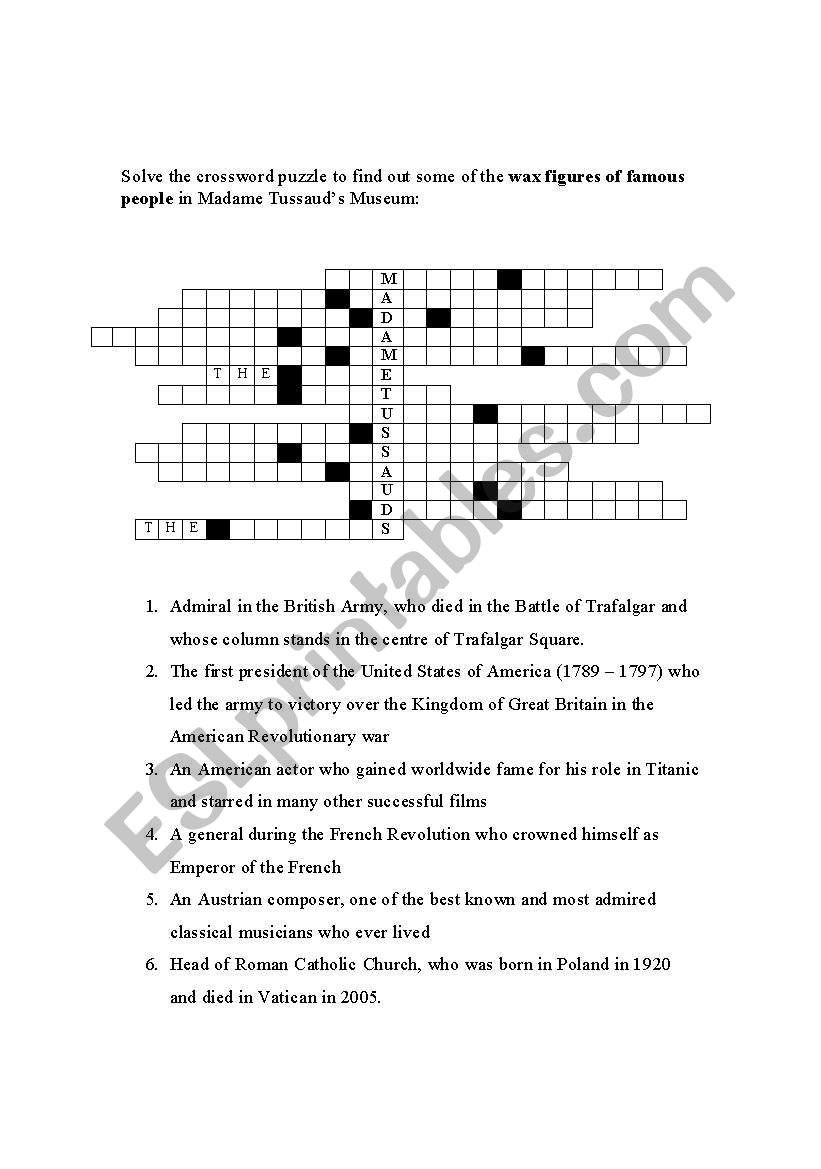 Famous People Crossword Puzzle