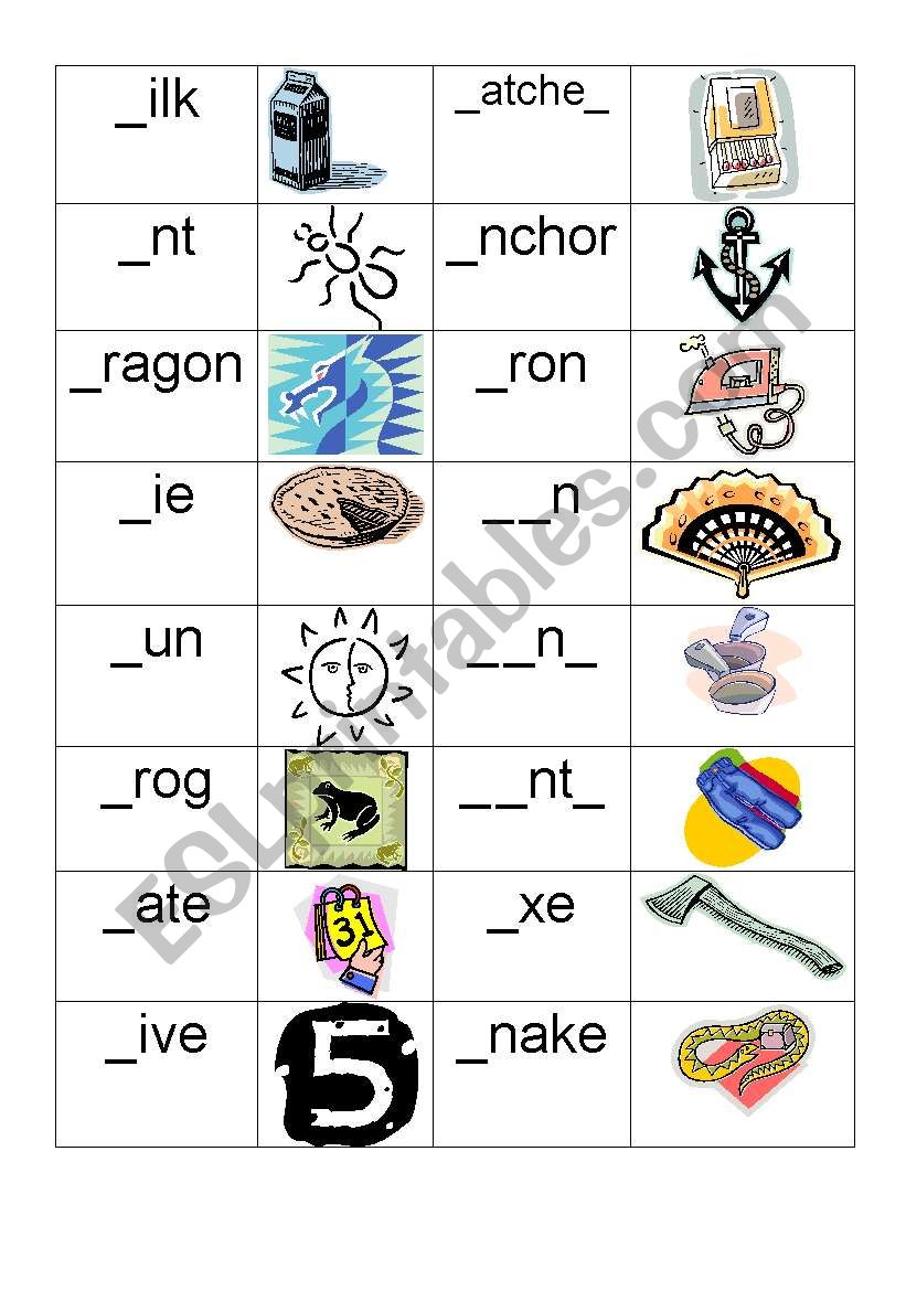 Fill in the missing letters worksheet